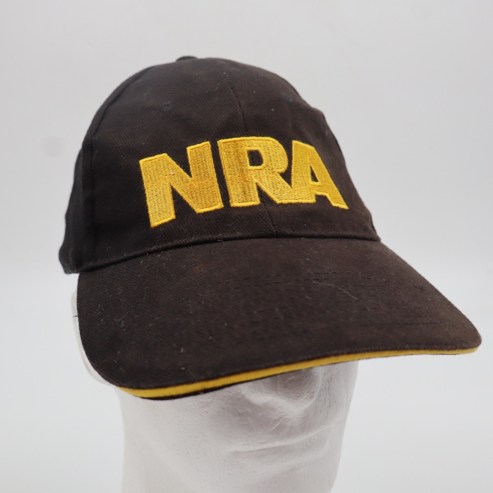 NRA Baseball Cap Black Yellow Embroidered Hat American Flag Adjustable‎ Cotton